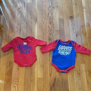 Red and Blue Giants Baby Long Sleeve Onesies - Size: 3-6 Months
